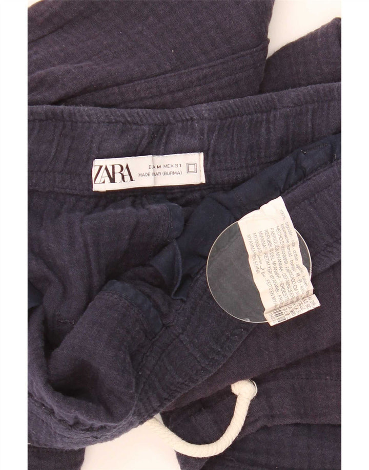 Zara Mens Sport Shorts Medium  Navy Blue Cotton
