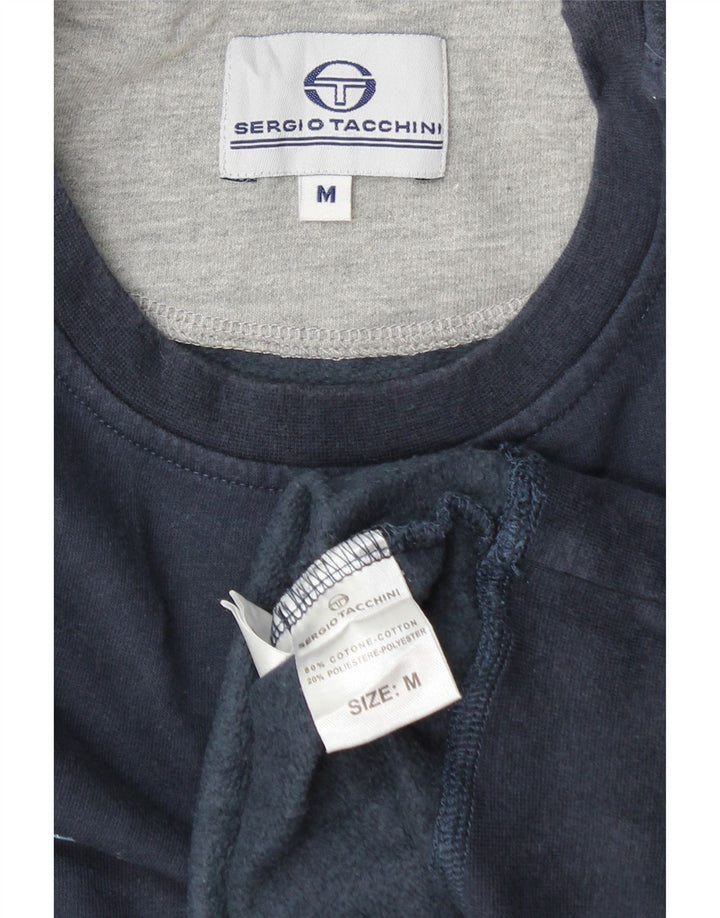 SERGIO TACCHINI Mens Graphic Sweatshirt Jumper Medium Navy Blue Cotton