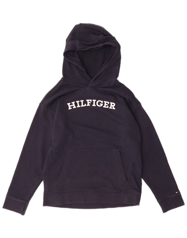 Tommy Hilfiger Meninos moletom com capuz gráfico 12-13 anos grande azul marinho