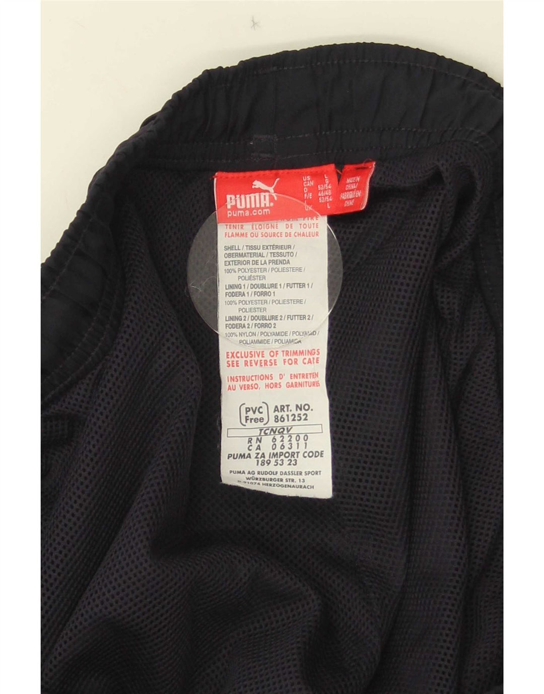 Puma Mens Tracksuit Trousers Large Navy Blue Polyester
