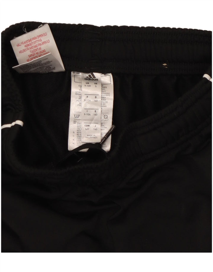 ADIDAS Boys Tracksuit Trousers Joggers 9-10 Years  Black Polyester