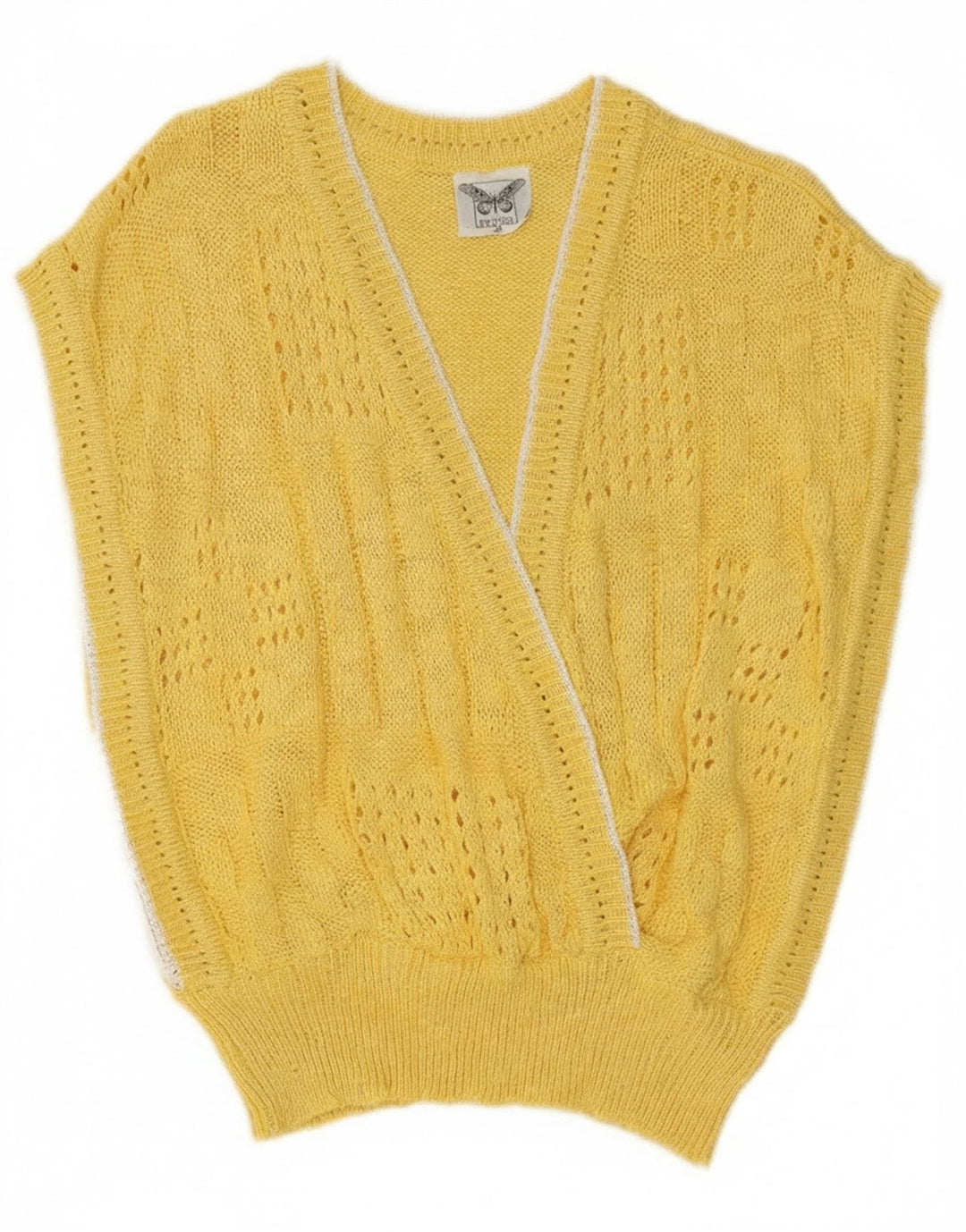 MACHO Womens Vest Tank Top EU 38 Medium Yellow Cotton