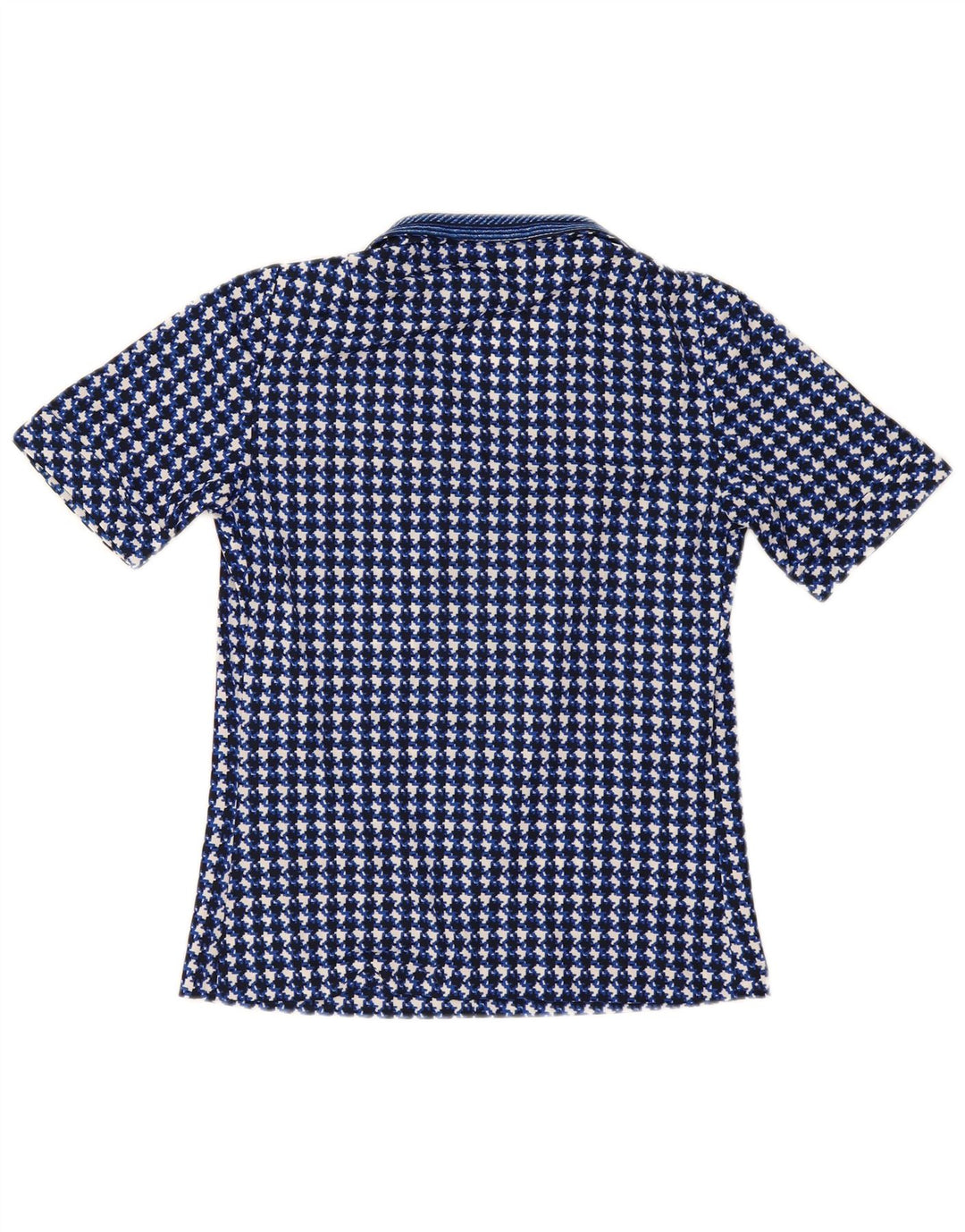 Bluză vintage pentru femei de top UK 10 mic bleumarin Houndstooth