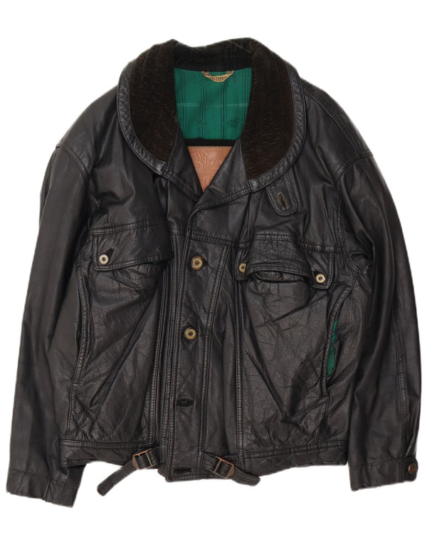 Vintage Mens Leather Jacket UK 42 XL Black