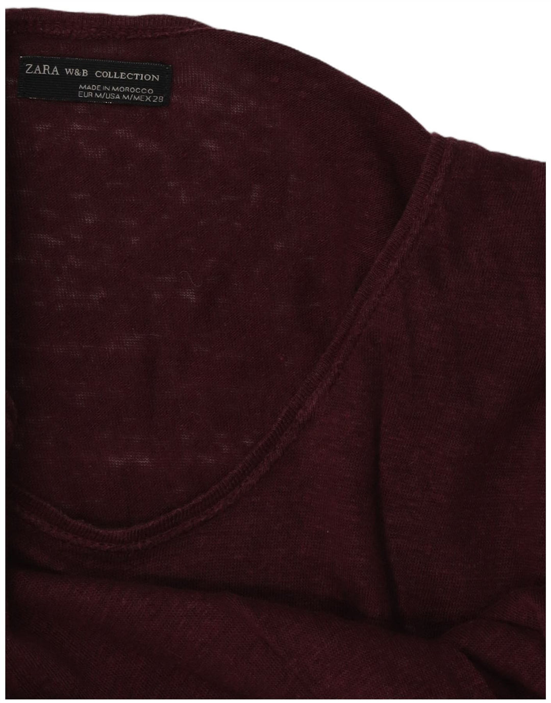 Zara Womens T-Shirt Top UK 14 Medium Burgundy