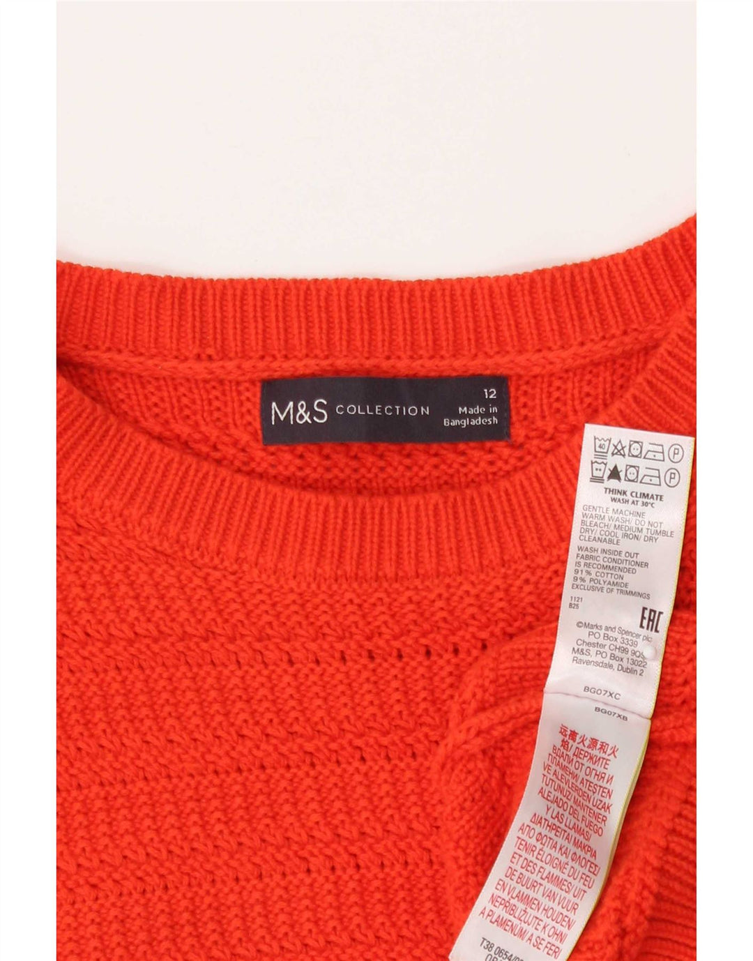 Maglione maglione girocollo da donna Marks & Spencer UK 12 arancione medio