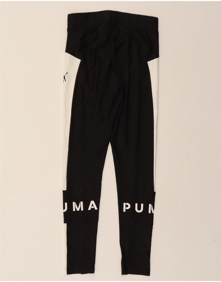 PUMA Womens Graphic Leggings UK 14 Medium  Black Colourblock Polyester Vintage Puma and Second-Hand Puma from Messina Hembry 