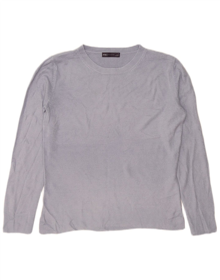 Marks & Spencer Damen-Pullover, übergroß, Rundhalsausschnitt, Gr. 10, Größe S, Blau