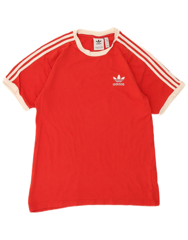 Adidas Mens Camiseta Top Médio Algodão Vermelho