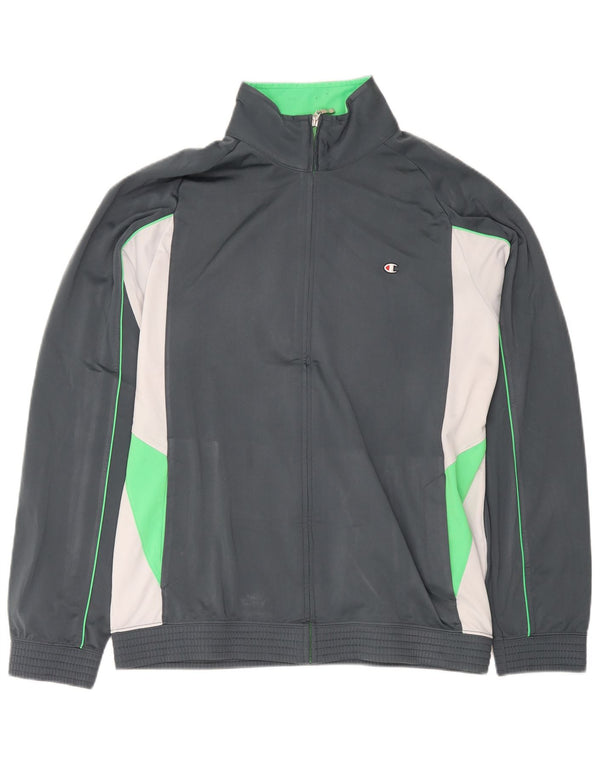 Champion Mens Tracksuit Top Jacket 2XL Grey Colourblock Polyester