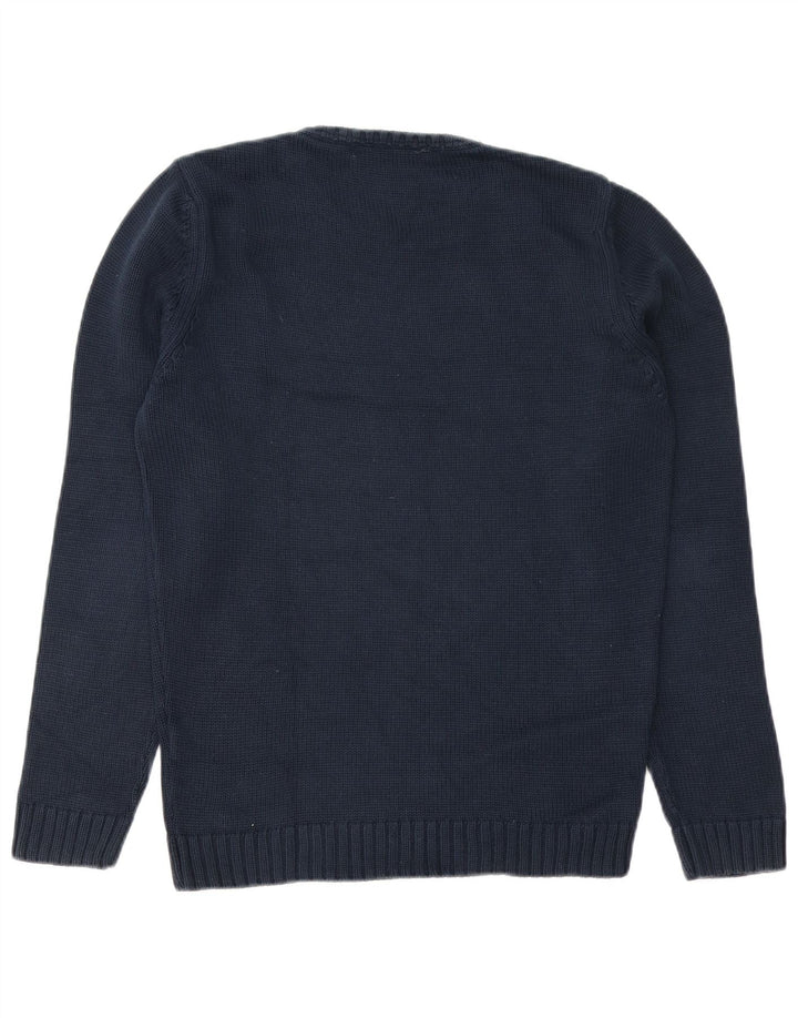 ZARA sweater med rund hals til mænd mellem marineblå bomuld