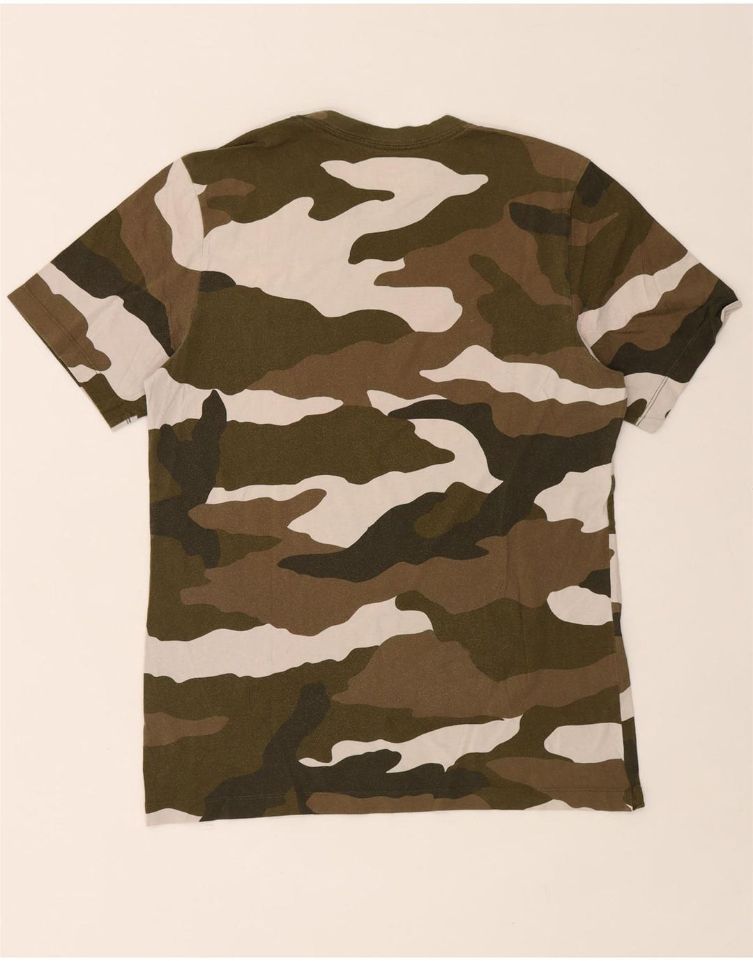 NIKE Mens Graphic T-Shirt Top Medium Khaki Camouflage Cotton