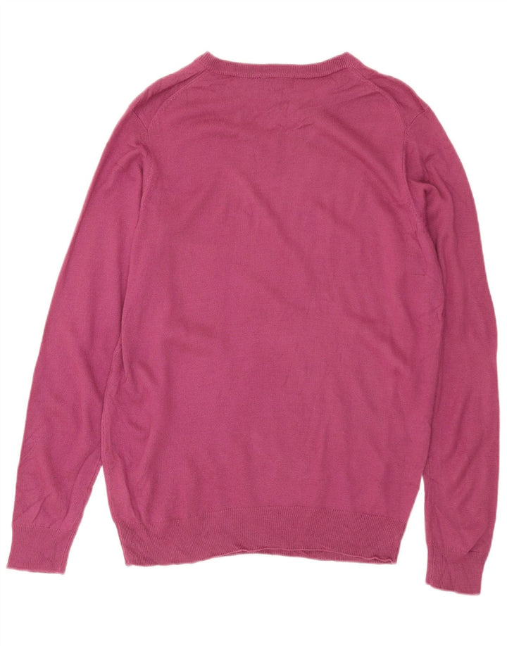 James Pringle Mens V-Neck Jumper Sweater Medium Burgundy Acrylic