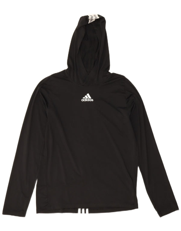Adidas Womens Primegreen Hooded Top Long Sleeve UK 10 Small Black Polyester
