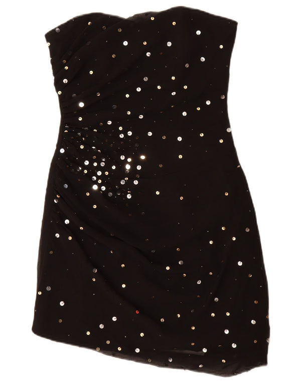 Lipsy Γυναικείο Στράπλες Φόρεμα UK 10 Small Black Flecked