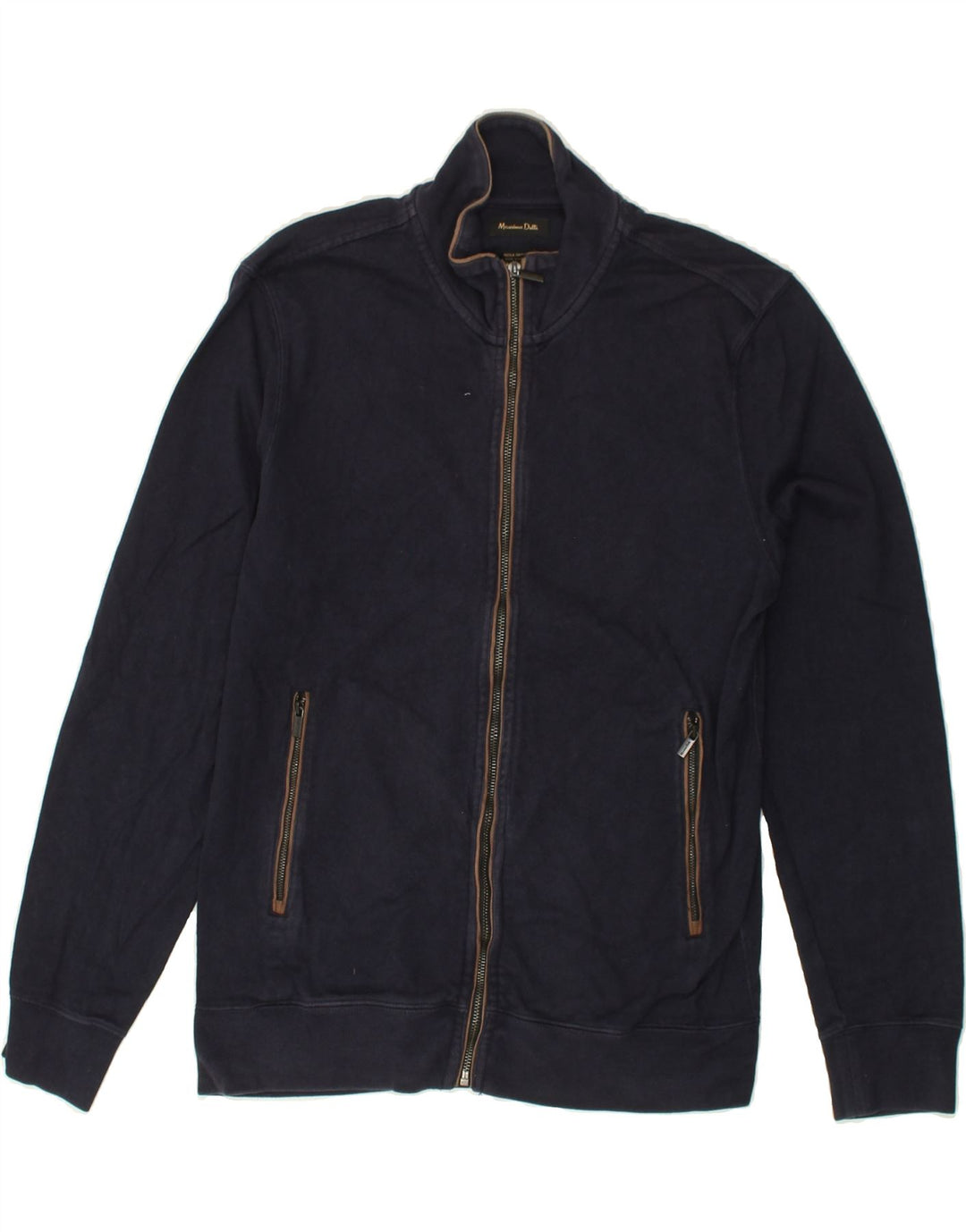MASSIMO DUTTI Womens Tracksuit Top Jacket UK 16 Large Navy Blue Cotton | Vintage Massimo Dutti | Thrift | Second-Hand Massimo Dutti | Used Clothing | Messina Hembry 