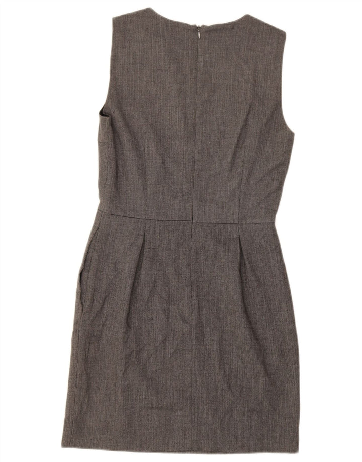 Zara Womens Sleeveless Sheath Dress UK 10 Small Grey Polyester