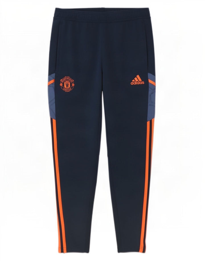 Adidas Mens Manchester United Tracksuit Trousers Medium Navy Blue Polyester