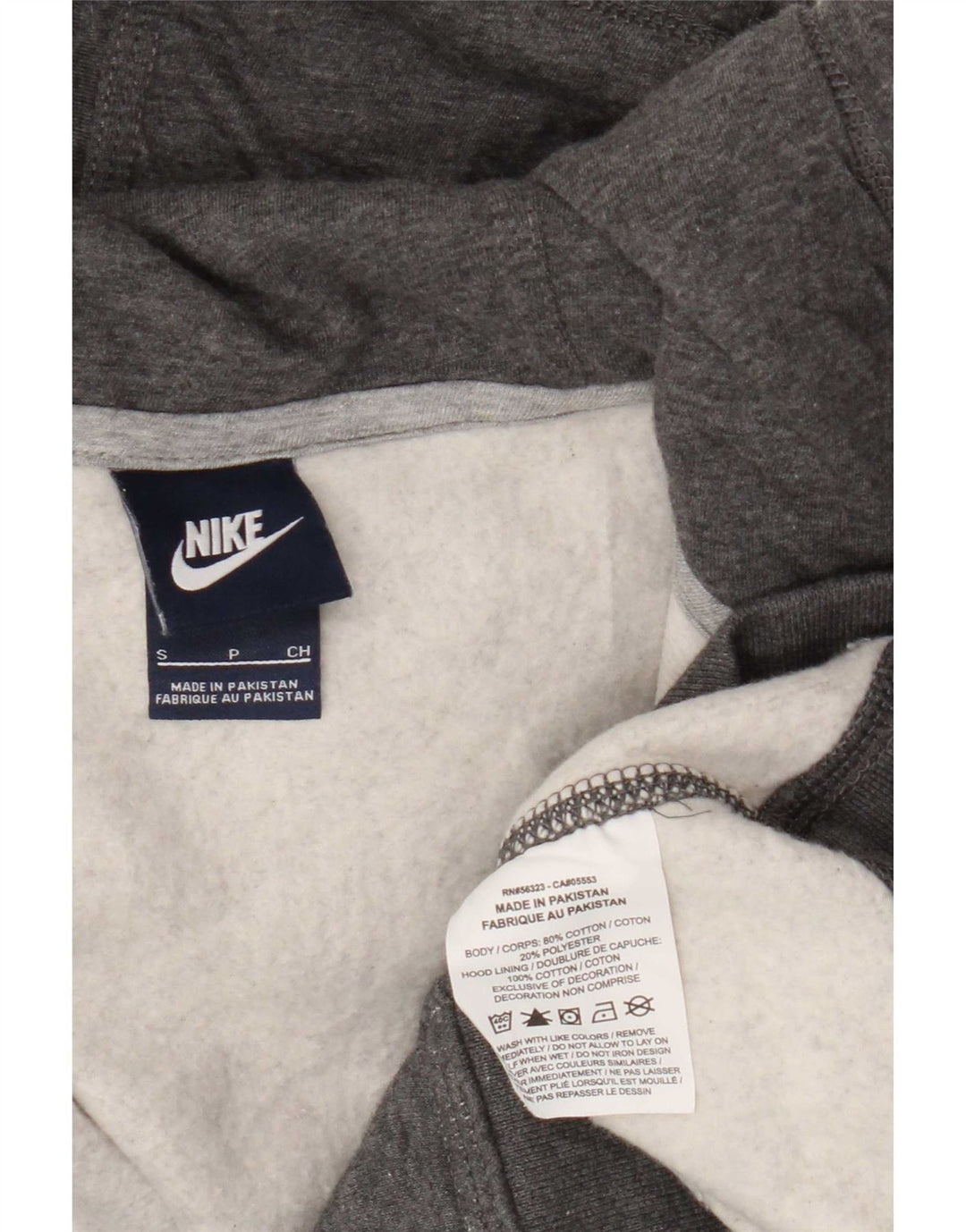 Nike Mens Zip Hoodie Sweater Small Grey Flecked Cotton
