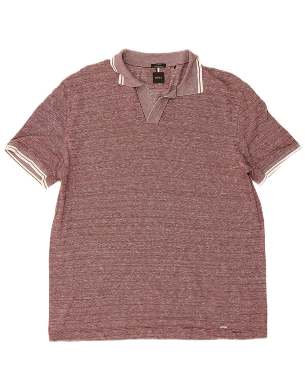 Polo Hugo Boss da uomo slim fit XL in cotone screziato bordeaux