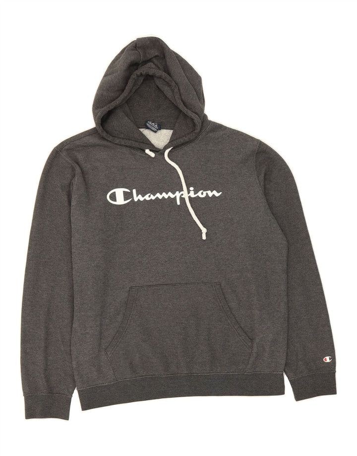 CHAMPION Mens Graphic Hoodie Jumper Large Grey Cotton Vintage Champion and Second-Hand Champion from Messina Hembry 