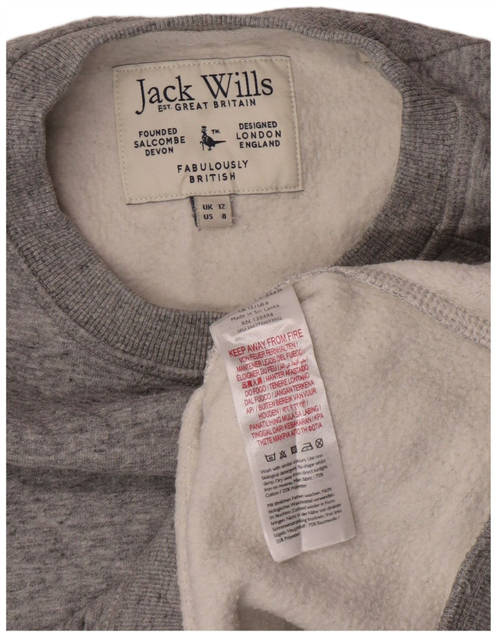 Jack Wills Damen-Sweatshirt-Pullover UK 12 aus mittelgrauer Baumwolle