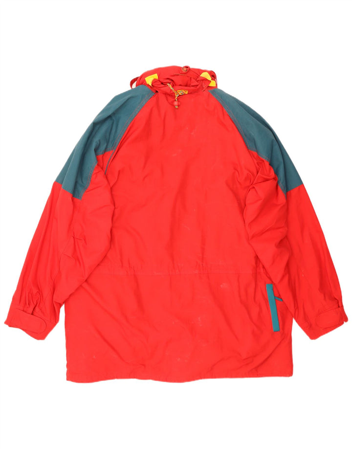 Vintage Mens Hooded Ski Jacket UK 42 XL Red Colourblock Polyester