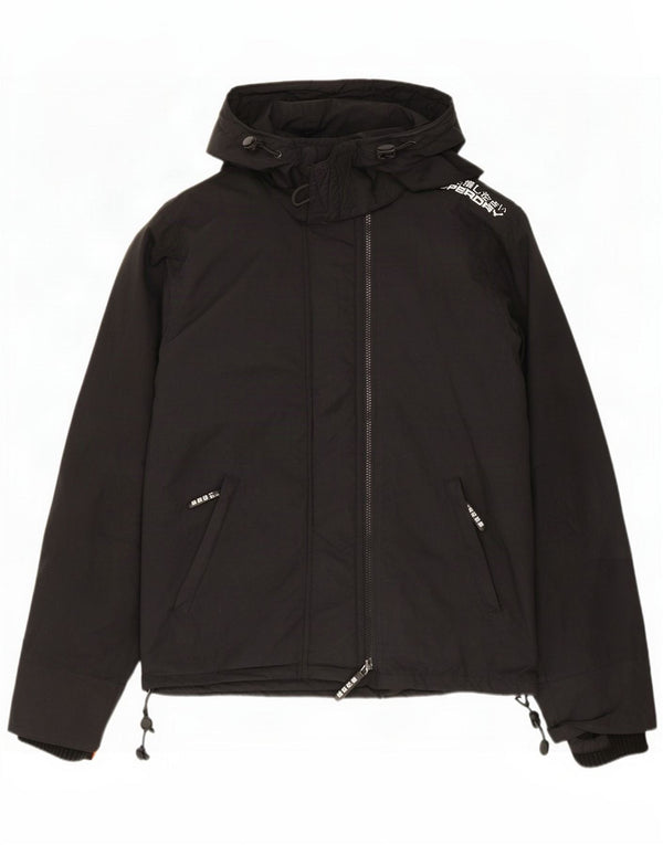 Superdry Veste de pluie à capuche pour homme UK 38 Medium Black Nylon