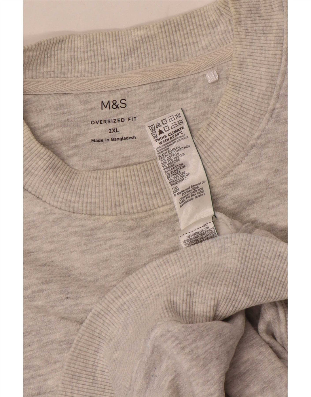 Marks & Spencer Sweat-shirt surdimensionné pour homme en coton moucheté gris 2XL