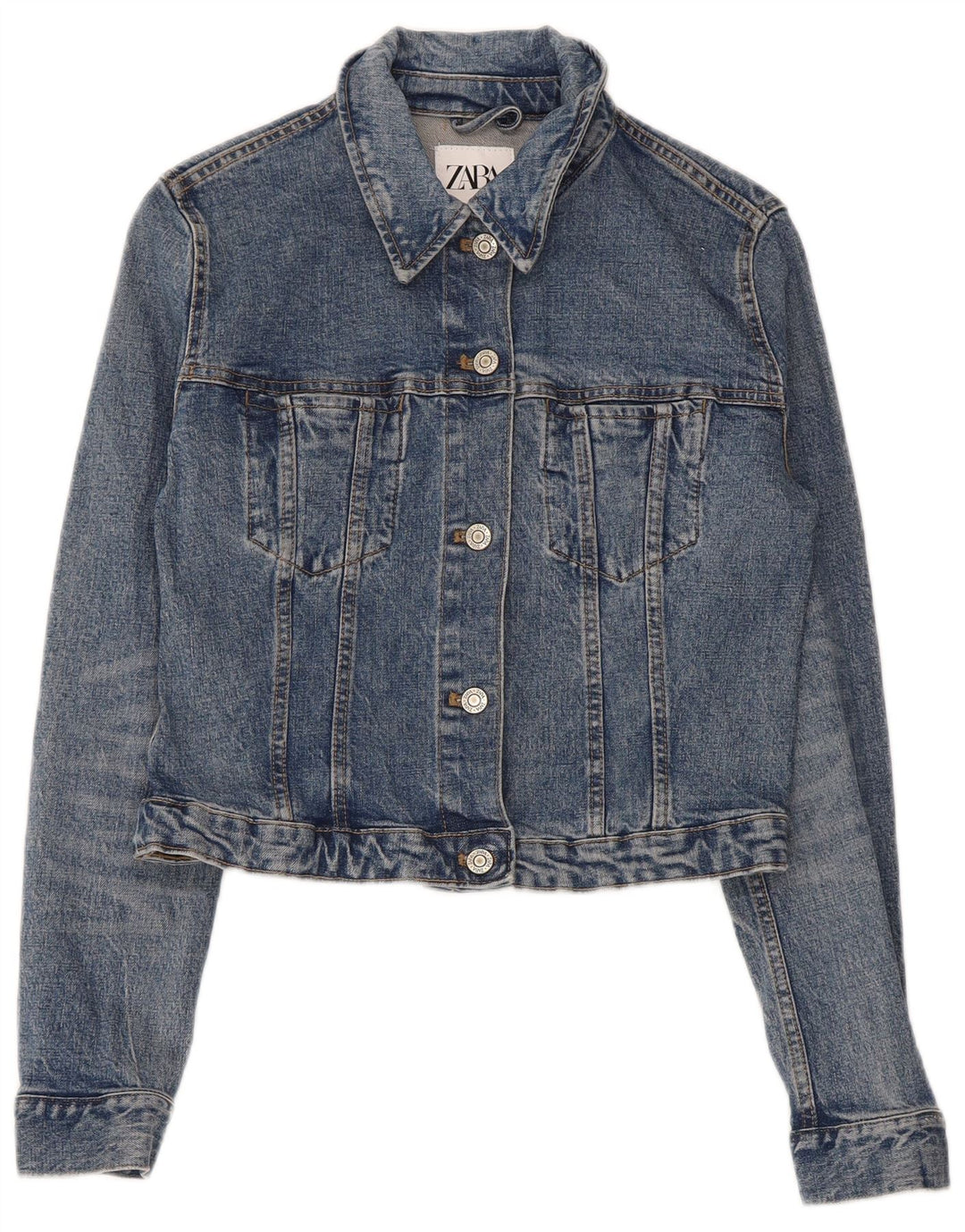 Giacca in denim corta da donna Zara UK 10 piccola blu