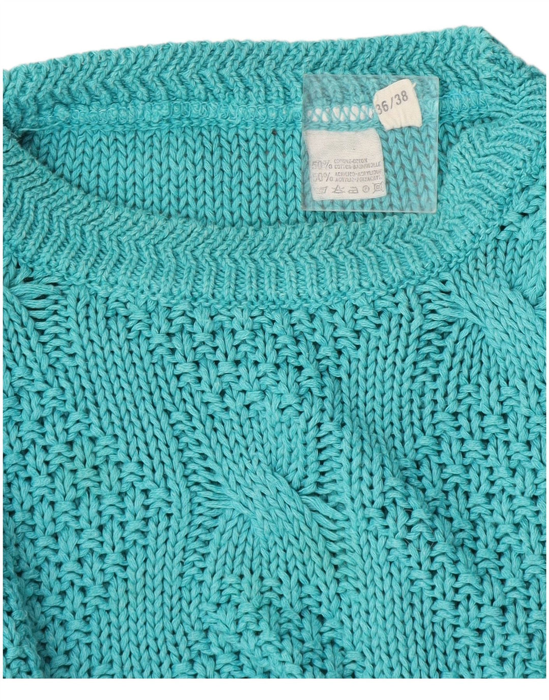 Vintage Womens Crew Neck Jumper Sweater EU 36/38 Medium Blue Cotton