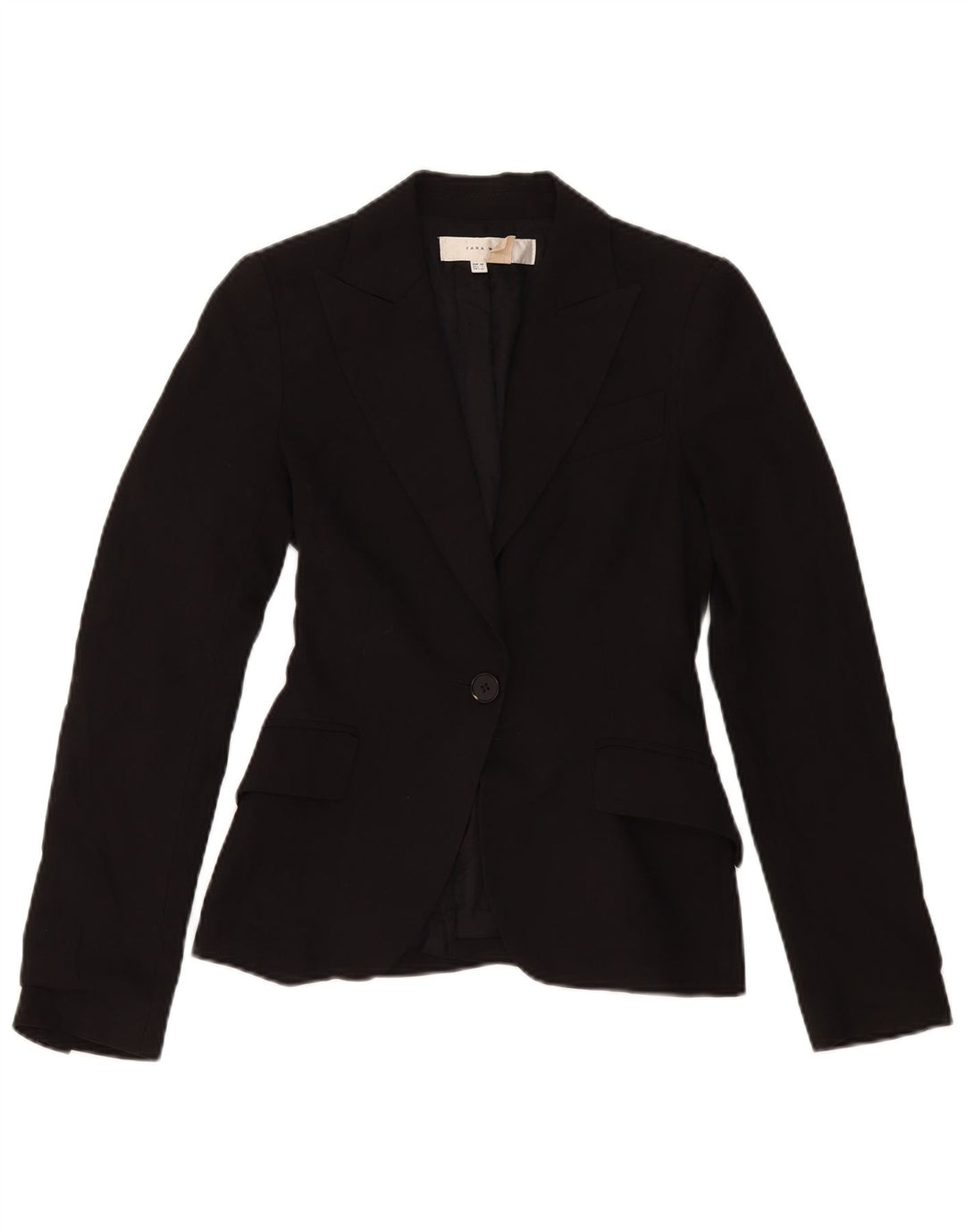 Jaqueta blazer feminina Zara com 1 botão EU 34 2XS poliéster preto