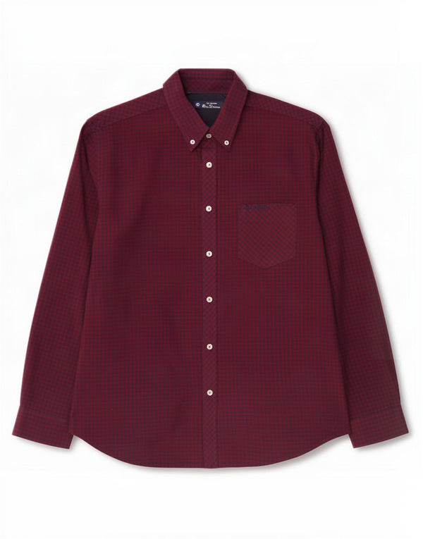 Ben Sherman Camisa para hombre XL Algodón a cuadros rojo