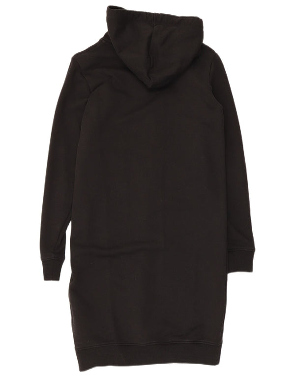 Calvin Klein Damen Graphic Hoodie Kleid UK 6 XS Schwarz Baumwolle