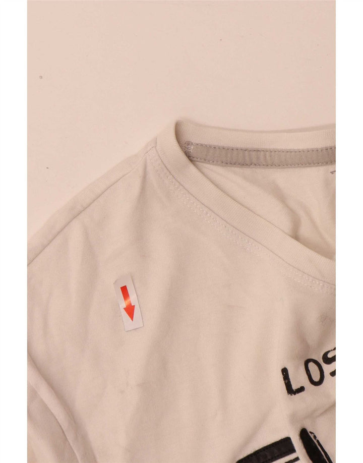 Guess Mens Slim Fit Gráfico Top Manga Longa Grande Branco