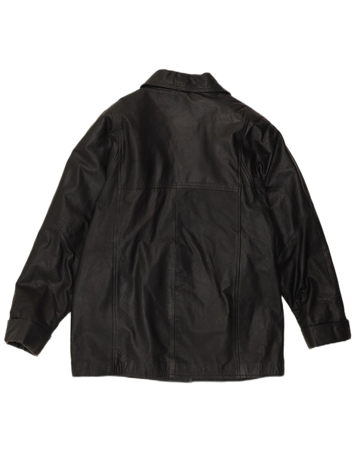 Moderne klassikere Dame Loose Fit Læderjakke UK 14 Medium Sort Læder