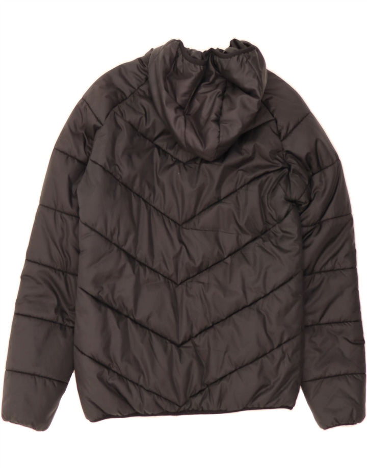 REEBOK Womens Hooded Padded Jacket UK 12/14 Medium Black Polyester Vintage Reebok and Second-Hand Reebok from Messina Hembry 