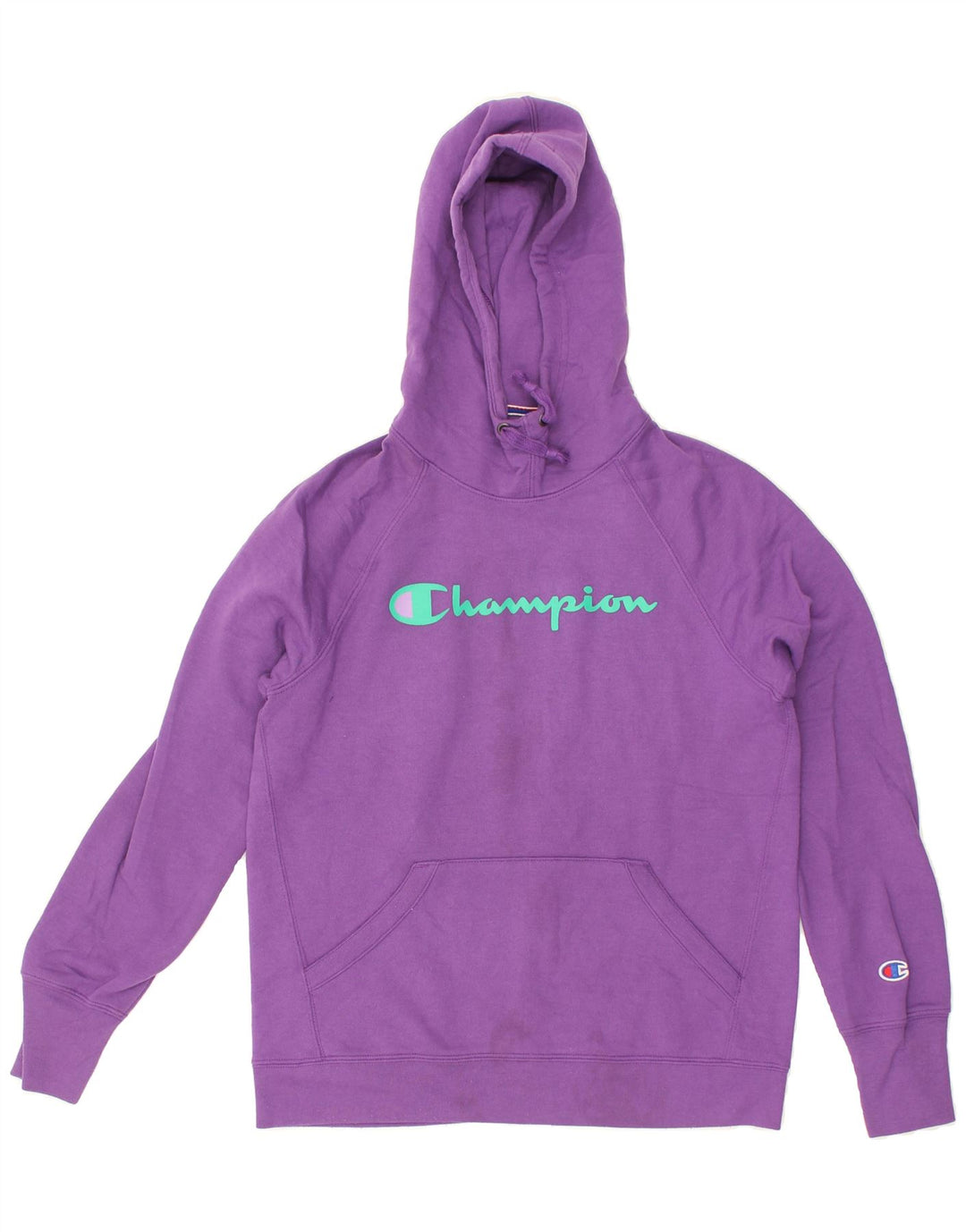 CHAMPION Womens Graphic Hoodie Jumper UK 10 Small Purple Cotton | Vintage Champion | Thrift | Second-Hand Champion | Used Clothing | Messina Hembry 