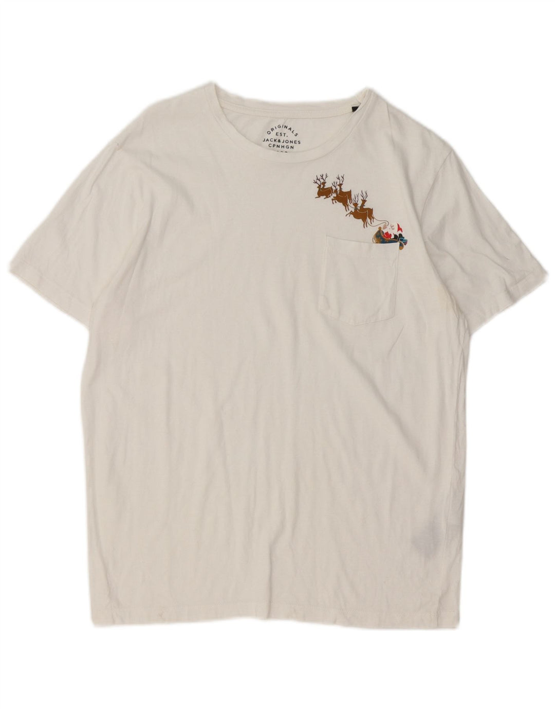 Jack & Jones Herre grafisk T-shirt Top Medium Hvid Bomuld