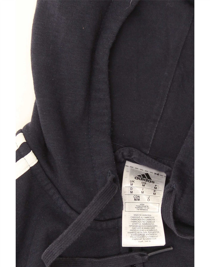 Adidas Mens Zip Hoodie Sweater Medium Navy Blue Cotton