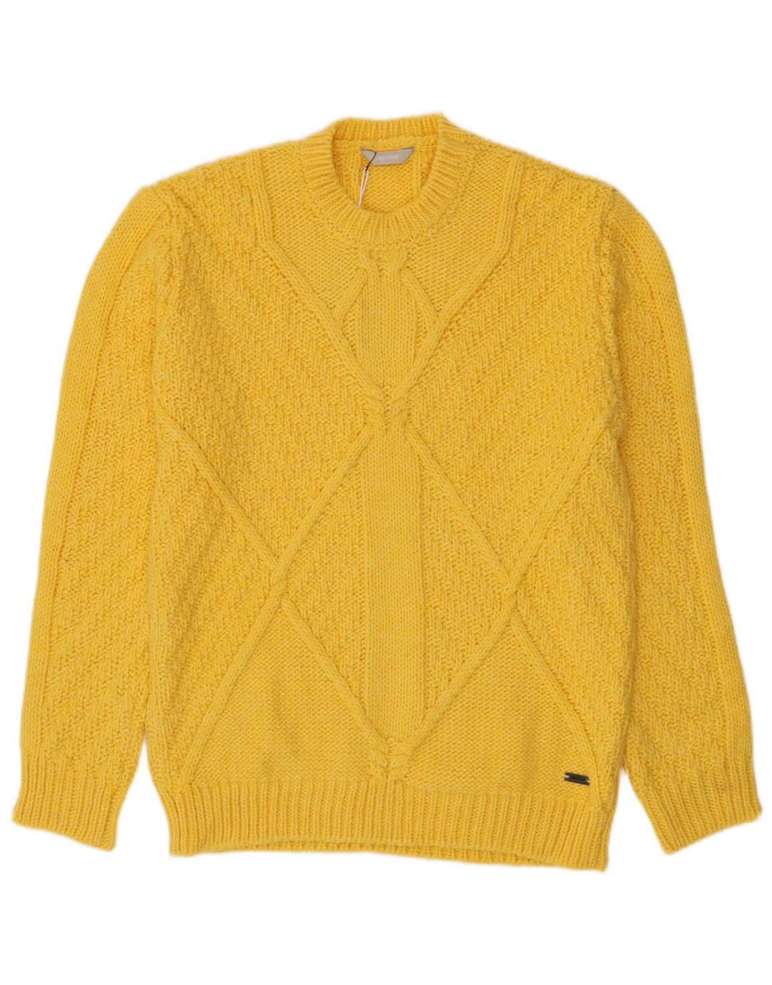 SSEINSE Mens Crew Neck Jumper Sweater XL Yellow Acrylic