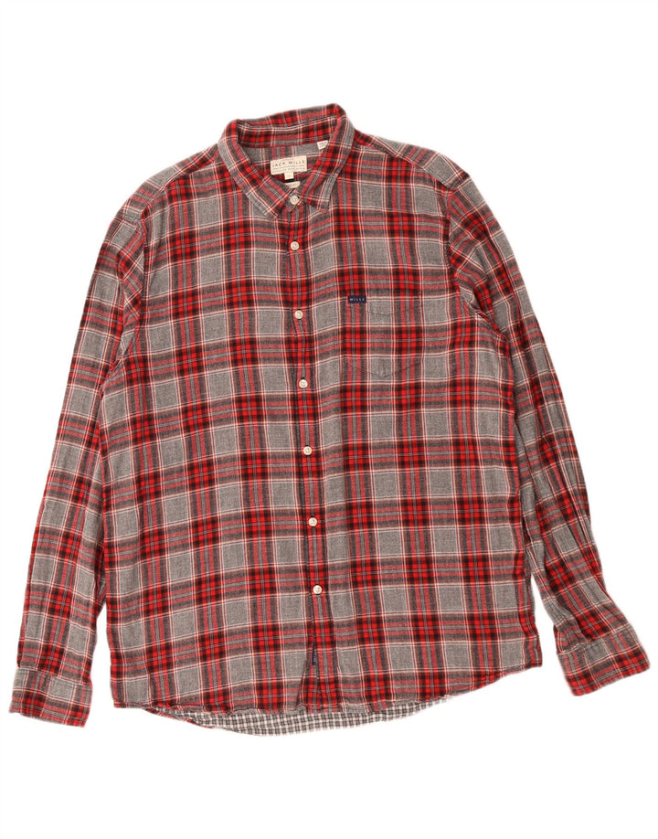Jack Wills Mens Regular Fit Flannel Shirt XL Grey Check Cotton