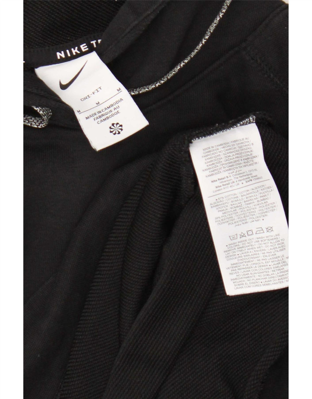 Nike Mens Dri Fit Graphic Hoodie Jumper Medium Black Cotton