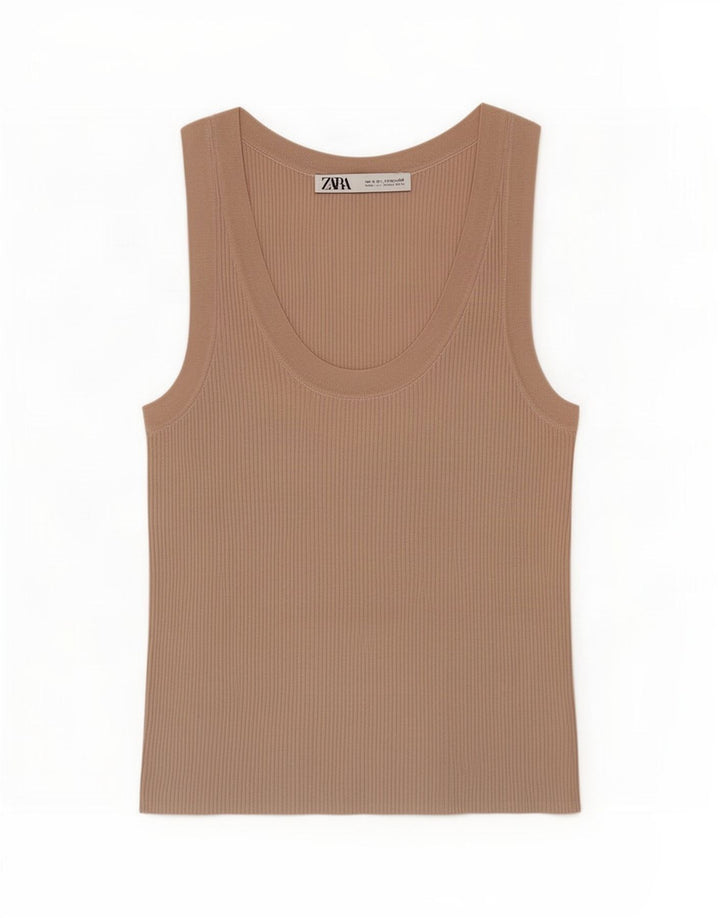 Zara Womens Vest Top UK 8 Small Beige