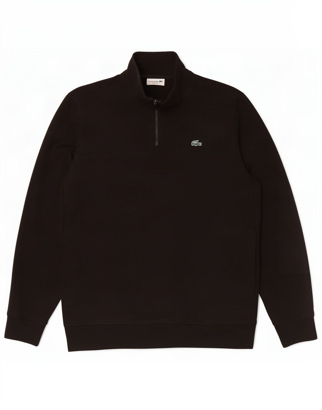 Lacoste Mens Classic Fit Zip Neck Sweatshirt Jumper Size 5 Large Black