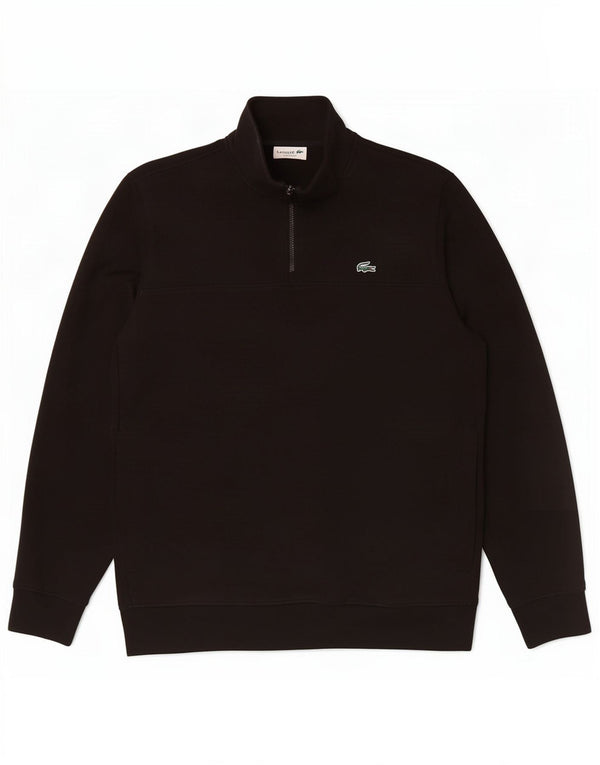 Felpa Lacoste da uomo con vestibilità classica e collo con zip, taglia 5 grande, nera
