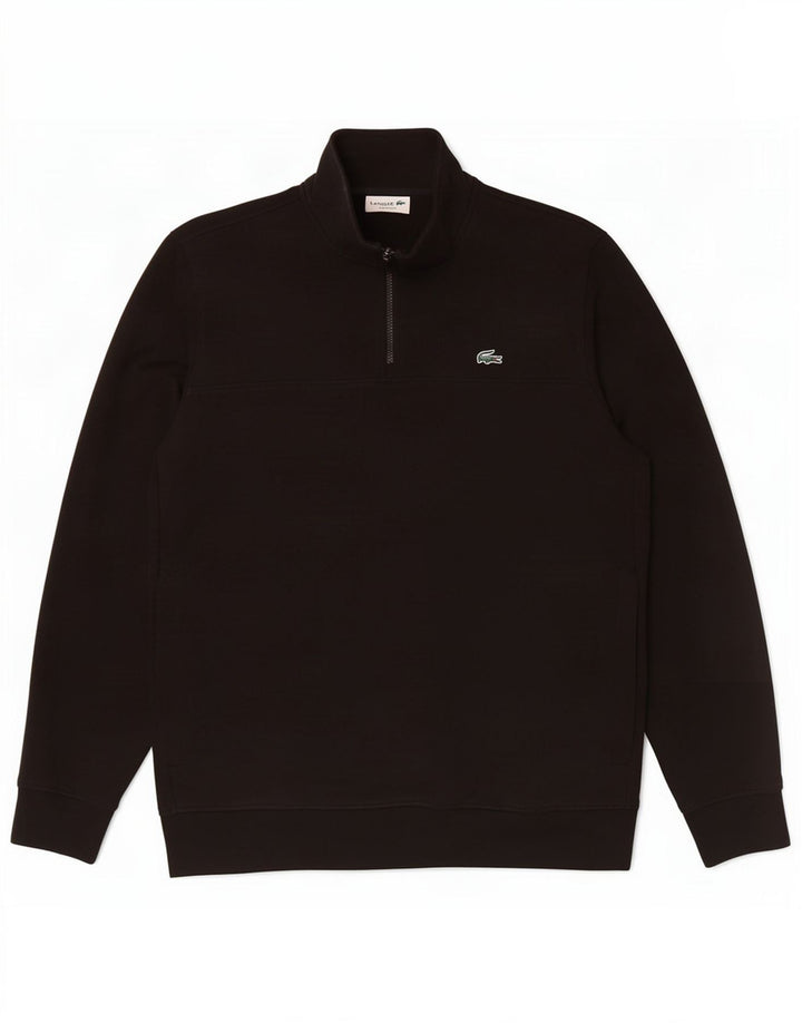 Lacoste Mens Classic Fit Zip Neck Sweatshirt Jumper Size 5 Large Black