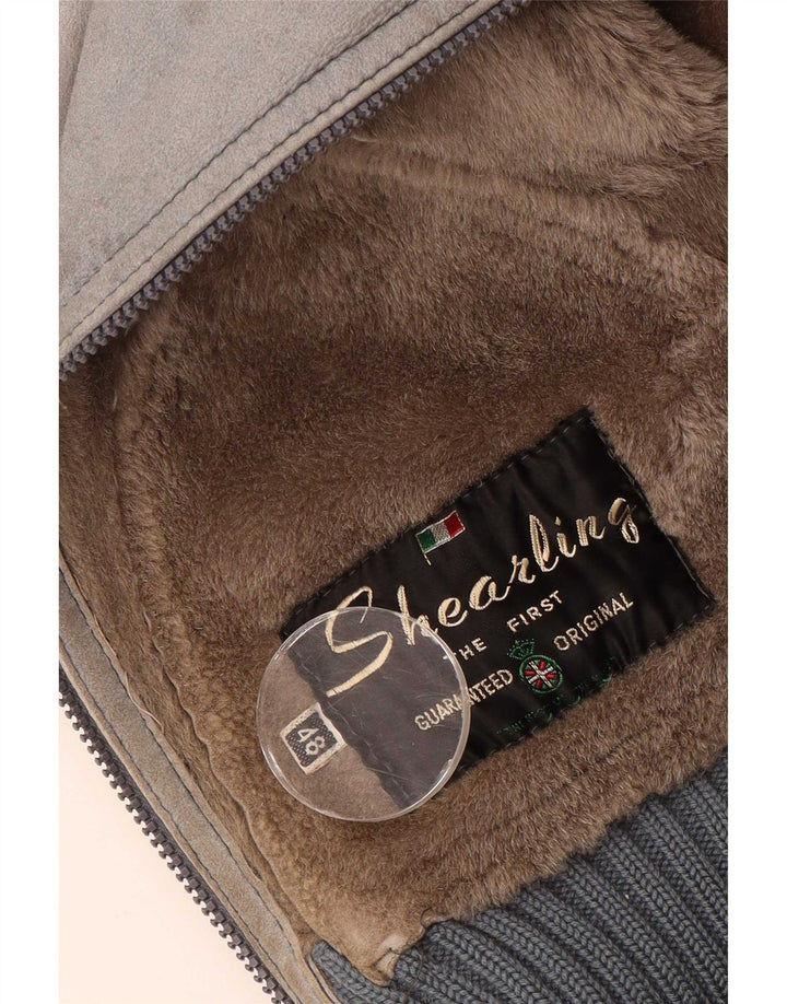 Jaqueta masculina VINTAGE Shearling IT 48 Shearling cinza médio