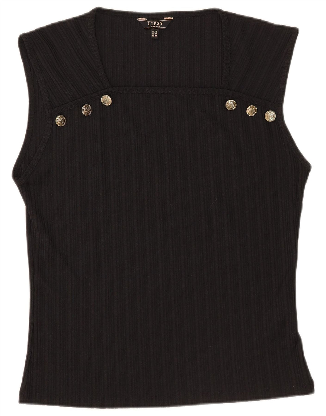 Lipsy Damen ärmelloses Blusenoberteil UK 18 XL Schwarz Polyester
