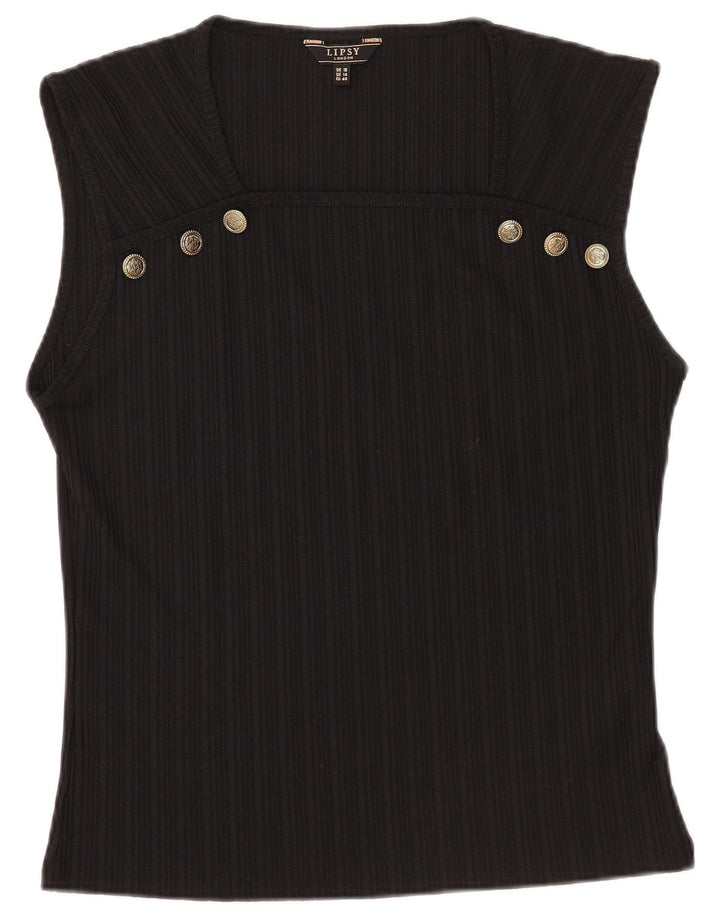 Lipsy Damen ärmelloses Blusenoberteil UK 18 XL Schwarz Polyester
